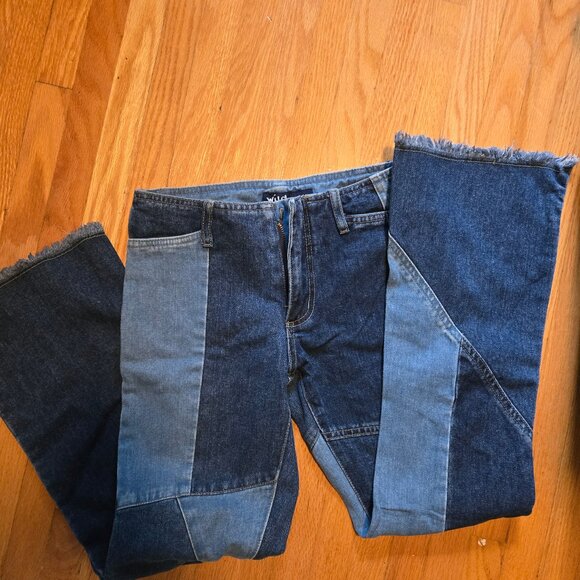 Wild Secrets Patchwork Denim Jeans flare lowrise - Picture 2 of 7